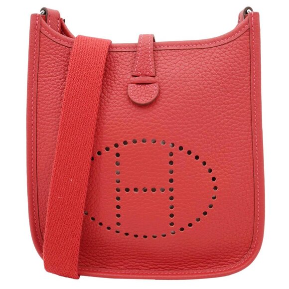 HERMES  Evelyne TPM 16 Amazone Clemence Leather Crossbody Bag Red - Picture 1 of 12